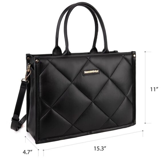 Oversize Puffy Handbag for Women Top Handle Quilted Designer Satchel Black😜 - Picture 4 of 6